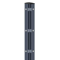 Hoekpaal dubbelstaafmat hekwerk met afdekkingslijst antraciet voor in-/uitbeton 60x60 mm rechthoekige paal, maximale dubbelstaafmatten hoogte 2030 mm, inclusief kunststof afdekkapje antraciet