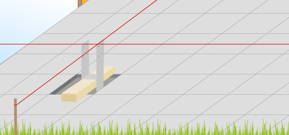H-paaldrager volgens carportplan uitlijnen en plaatsen