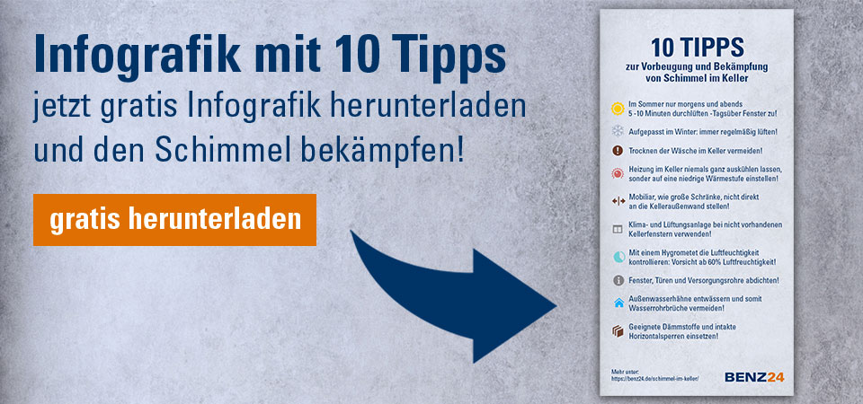 Infografiek met 10 tips over schimmelbestrijding in de kelder downloaden